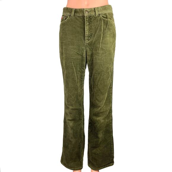 Chaps Green Corduroy High Rise Flared Leg Bootcut Velvet Trouser Jeans Pants 4 - Picture 1 of 5
